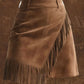 Fringe Suede Mini Skirt - Farnelli
