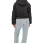 Studded Light Demi-Season Hooded Cropped Jacket in Black
