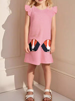 Children's Dog Striped Ruffled Dress - Farnelli