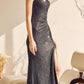 Juliet 273 Long Sequin Gown with V-neck and Slit