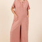 Mittoshop Button Detail Short Sleeve Wide Leg Jumpsuit - Farnelli