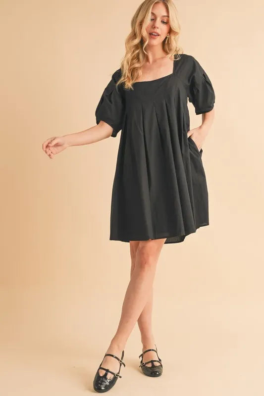 Aemi + Co Square Neck Babydoll Dress with Pockets - Farnelli