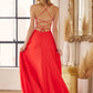 Juliet 278 Formal A-Line Satin Gown with Side Pockets