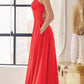 Juliet 278 Formal A-Line Satin Gown with Side Pockets