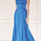 Juliet 278 Formal A-Line Satin Gown with Side Pockets