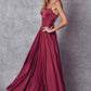 Juliet 278 Formal A-Line Satin Gown with Side Pockets
