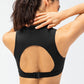 Full Size Cropped Cutout Back Zipper Front Active Tank Top - Farnelli