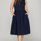 She + Sky Full Size Sleeveless Poplin Woven Midi Dress with Pockets Plus Size - Farnelli