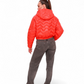 Alaska® Outerwear Company Lexi cropped coral jacket with long sleeves and zip front