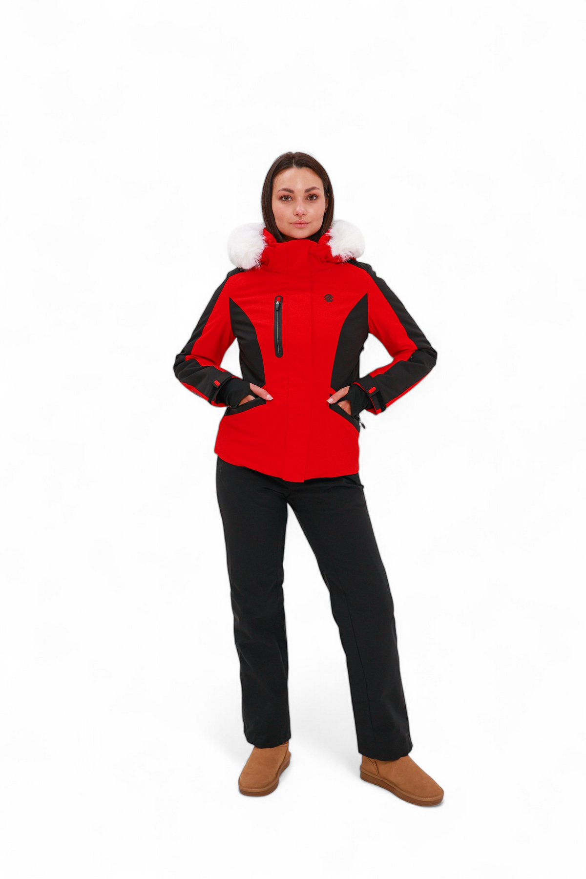 Insulated Alaska® Outerwear Company ski coat with waterproof fabric, adjustable hood, and thermal insulation for winter sports.