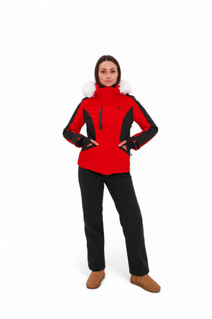 Insulated Alaska® Outerwear Company ski coat with waterproof fabric, adjustable hood, and thermal insulation for winter sports.