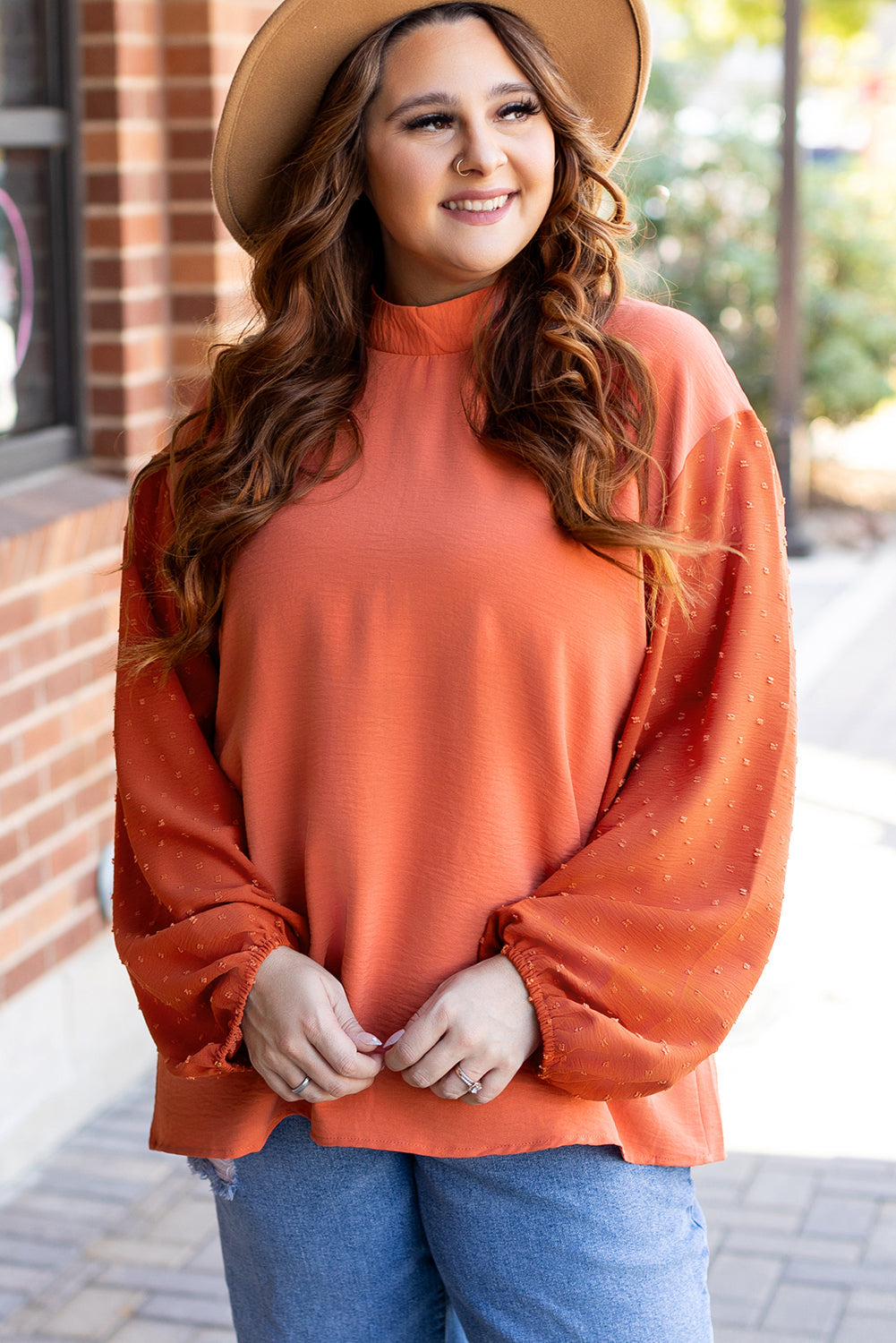 June Swiss Dot Balloon Sleeve Loose Blouse - Farnelli