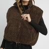 Umgee Sherpa-Lined Zip Vest with Drawstring Hem - Brown