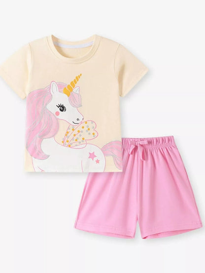 Children's Unicorn Graphic Tee & Shorts Set - Farnelli