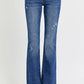 RISEN Full Size Distressed Mid Rise Flare Jeans Plus Size - Farnelli