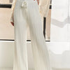 ADORA Tied Wide Leg Knit Pants - OFF WHITE