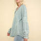 VERY J Washed V-Neck Exposed Seam Knit Top - Farnelli