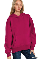 Zenana Fleece Kangaroo Pocket Hoodie - Farnelli