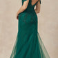 Juliet 281 Long Fully Mesh Gown Off the Shoulder Sleeves Mermaid Skirt
