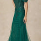 Juliet 281 Long Fully Mesh Gown Off the Shoulder Sleeves Mermaid Skirt
