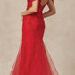 Juliet 281 Long Fully Mesh Gown Off the Shoulder Sleeves Mermaid Skirt