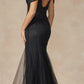 Juliet 281 Long Fully Mesh Gown Off the Shoulder Sleeves Mermaid Skirt
