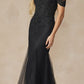 Juliet 281 Long Fully Mesh Gown Off the Shoulder Sleeves Mermaid Skirt