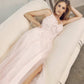 Juliet 283 3D Flowers Embroidered Tulle Glitter Skirt High Slit