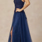 Juliet 283 3D Flowers Embroidered Tulle Glitter Skirt High Slit