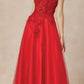 Juliet 283 3D Flowers Embroidered Tulle Glitter Skirt High Slit