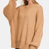 Zenana Side Sit Oversize Sweater - Dk Brush