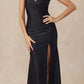 Juliet 284 Long Ruched Bodice Mermaid Evening Gown with Slit