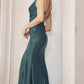Juliet 284 Long Ruched Bodice Mermaid Evening Gown with Slit