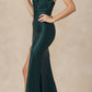Juliet 284 Long Ruched Bodice Mermaid Evening Gown with Slit