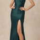 Juliet 284 Long Ruched Bodice Mermaid Evening Gown with Slit