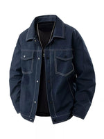 Men's Plus Size Snap Down Casual Denim Jacket - Farnelli