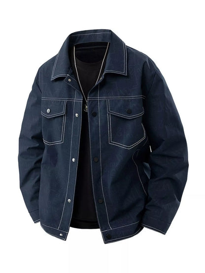 Men's Plus Size Snap Down Casual Denim Jacket - Farnelli