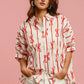 BiBi Bow Ribbon Woven Printed Button Down Shirt - Farnelli