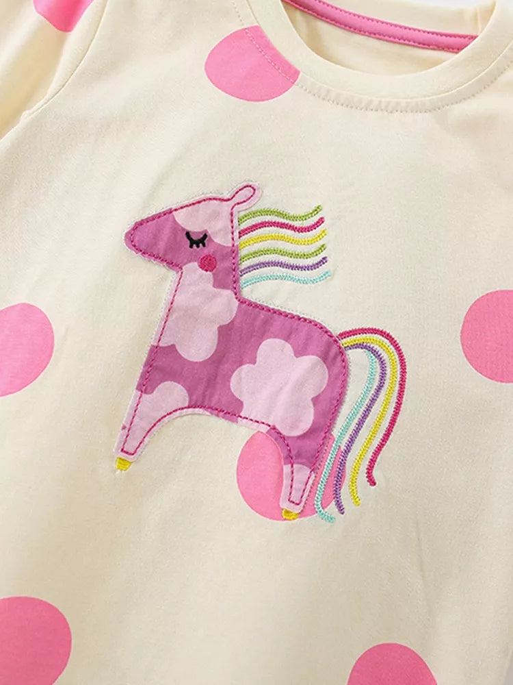 Children's Unicorn Polka Dot Top and Pants Pajama Set - Farnelli