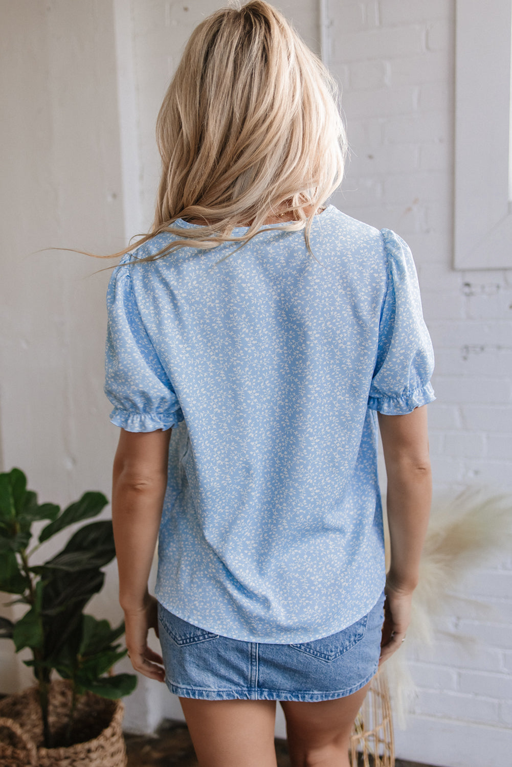 Kenzie Floral Embroidered Puff Sleeve Blouse - Farnelli