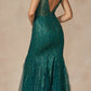 Juliet 286 Floor Length Feather Skirt Embellished Fitted Prom Dress