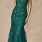 Juliet 286 Floor Length Feather Skirt Embellished Fitted Prom Dress