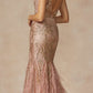 Juliet 286 Floor Length Feather Skirt Embellished Fitted Prom Dress