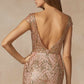 Juliet 286 Floor Length Feather Skirt Embellished Fitted Prom Dress