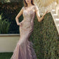 Juliet 286 Floor Length Feather Skirt Embellished Fitted Prom Dress