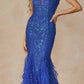 Juliet 286 Floor Length Feather Skirt Embellished Fitted Prom Dress