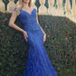 Juliet 286 Floor Length Feather Skirt Embellished Fitted Prom Dress