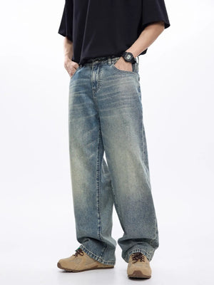 Men's Washed Wide Leg Jeans - Farnelli