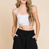 Culture Code High Waist Paper bag Shorts - BLACK