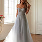 Juliet 287 Long Off the Shoulder Beaded Top A-Line Prom Dress